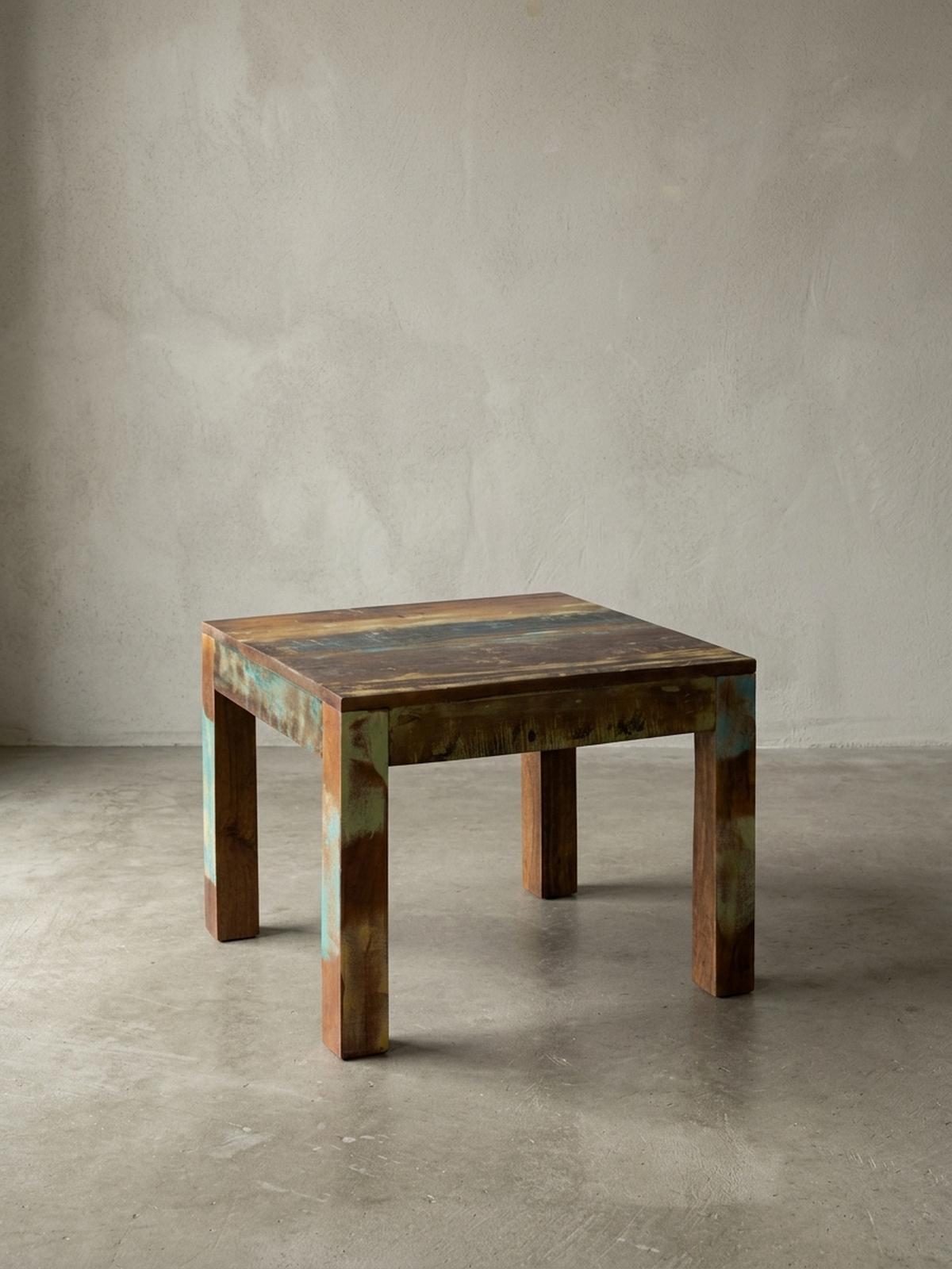 COUCHTISCH aus recyceltem Mango-Holz im Shabby-Chic Stil mit großer Tischplatte, Braun 60x60x47 cm - Braun, Holz (60/60/47cm) - KADIMA DESIGN