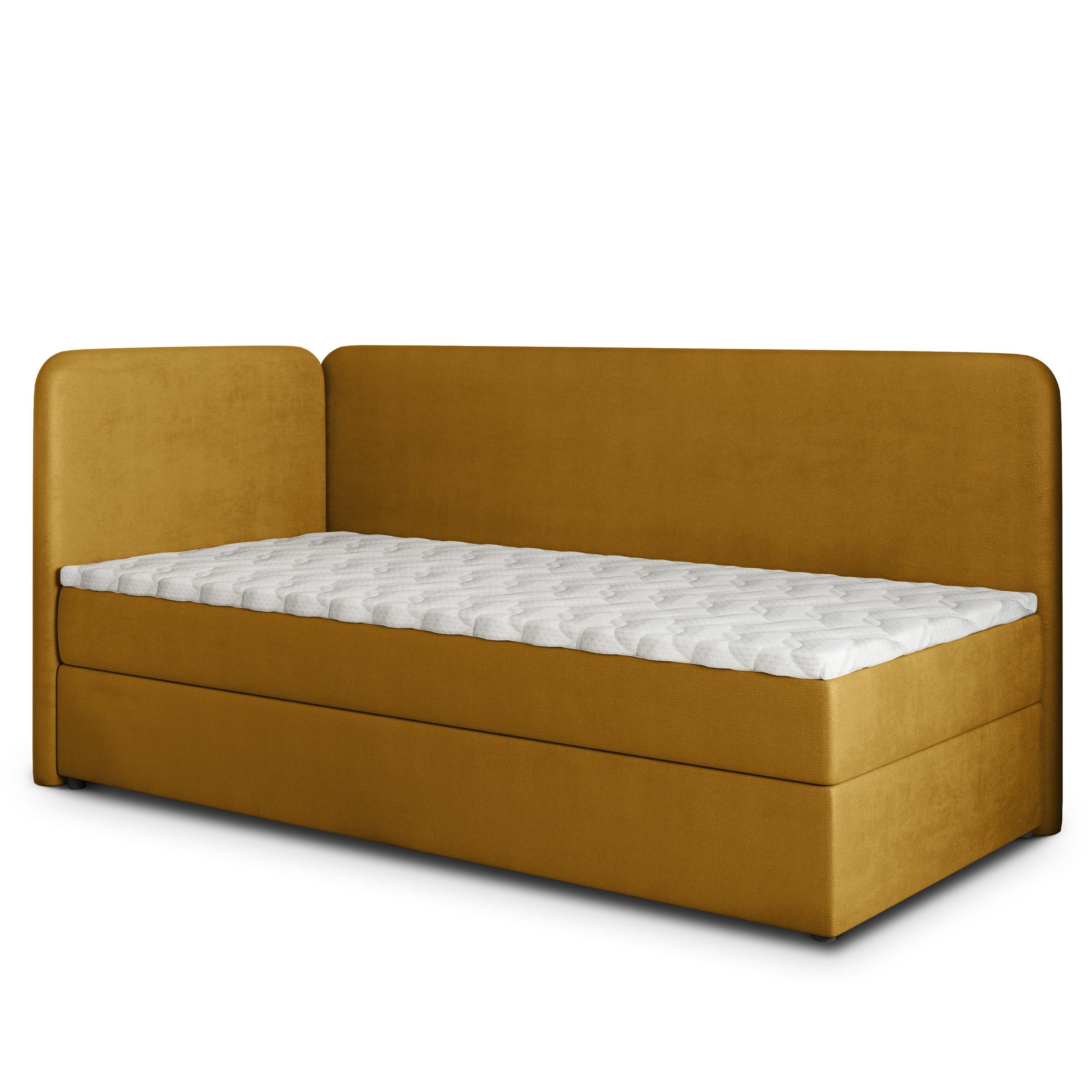 BOXBETT GINA 90x200 cm mit Matratze und Topper, H2+H3 - Gelb - Gelb, Holz (90/200cm) - MASSENO