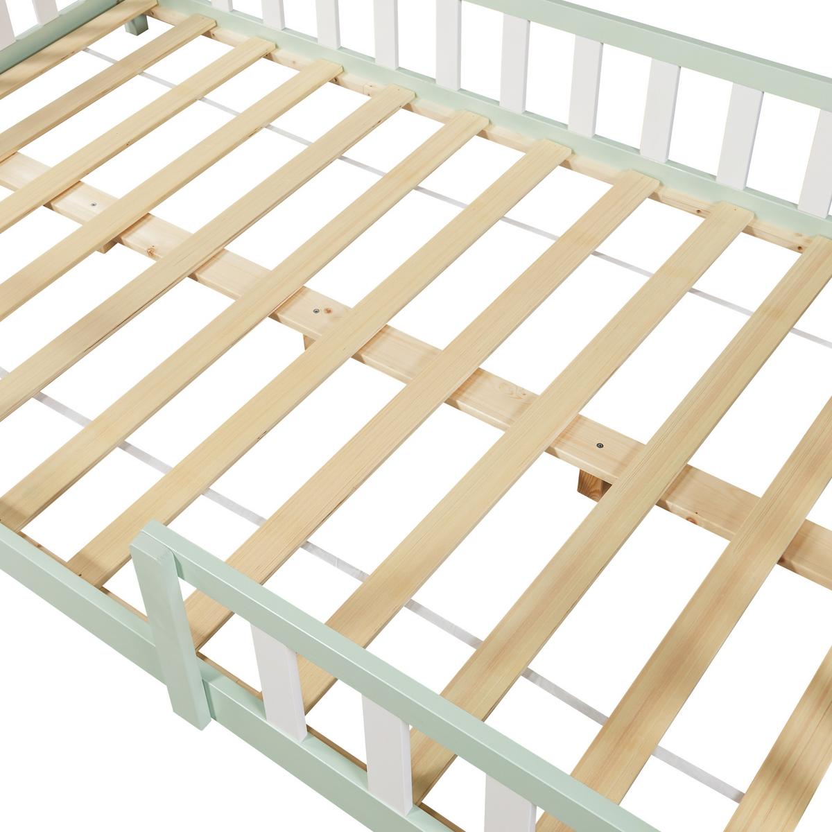 HAUSBETT Sisimiut - Weiß/Mintgrün, Holz (120/200cm) - [en.casa]