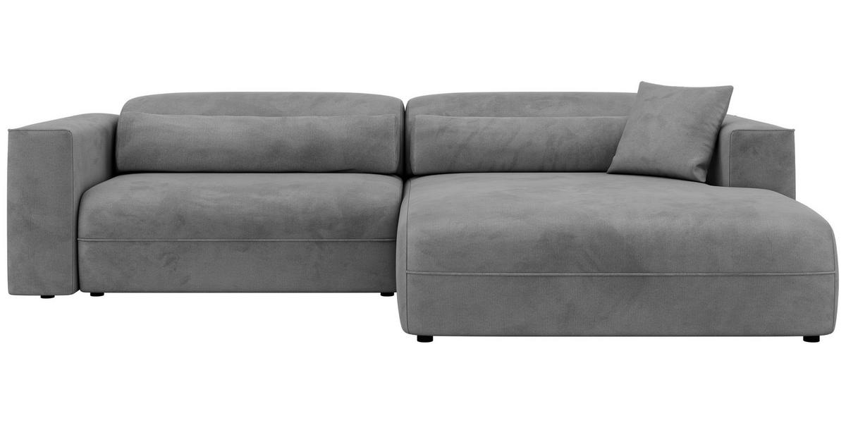 ECKSOFA PAZURRO L - Hellgrau Velvet - Rechts Seite - Hellgrau/Schwarz, Kunststoff/Textil (288/180cm) - MKS