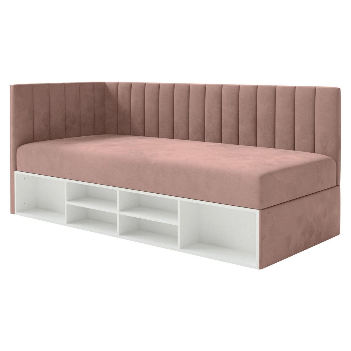 JUGENDBETT Ventrio Hellrosa Easy-Clean-Samtbezug 90x200 cm - Hellrosa, Holz/Textil (90/200cm) - Selsey