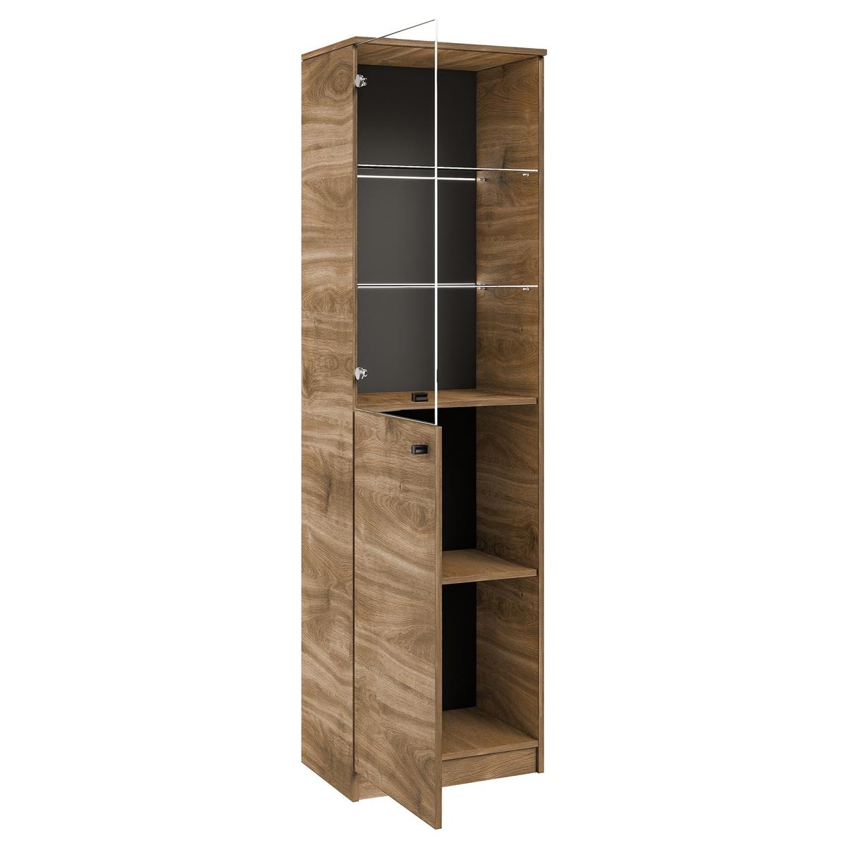 VITRINENSCHRANK NESTOS 190 x 50 cm Braun - Braun, Holzwerkstoff (50/190/40cm) - MASSENO