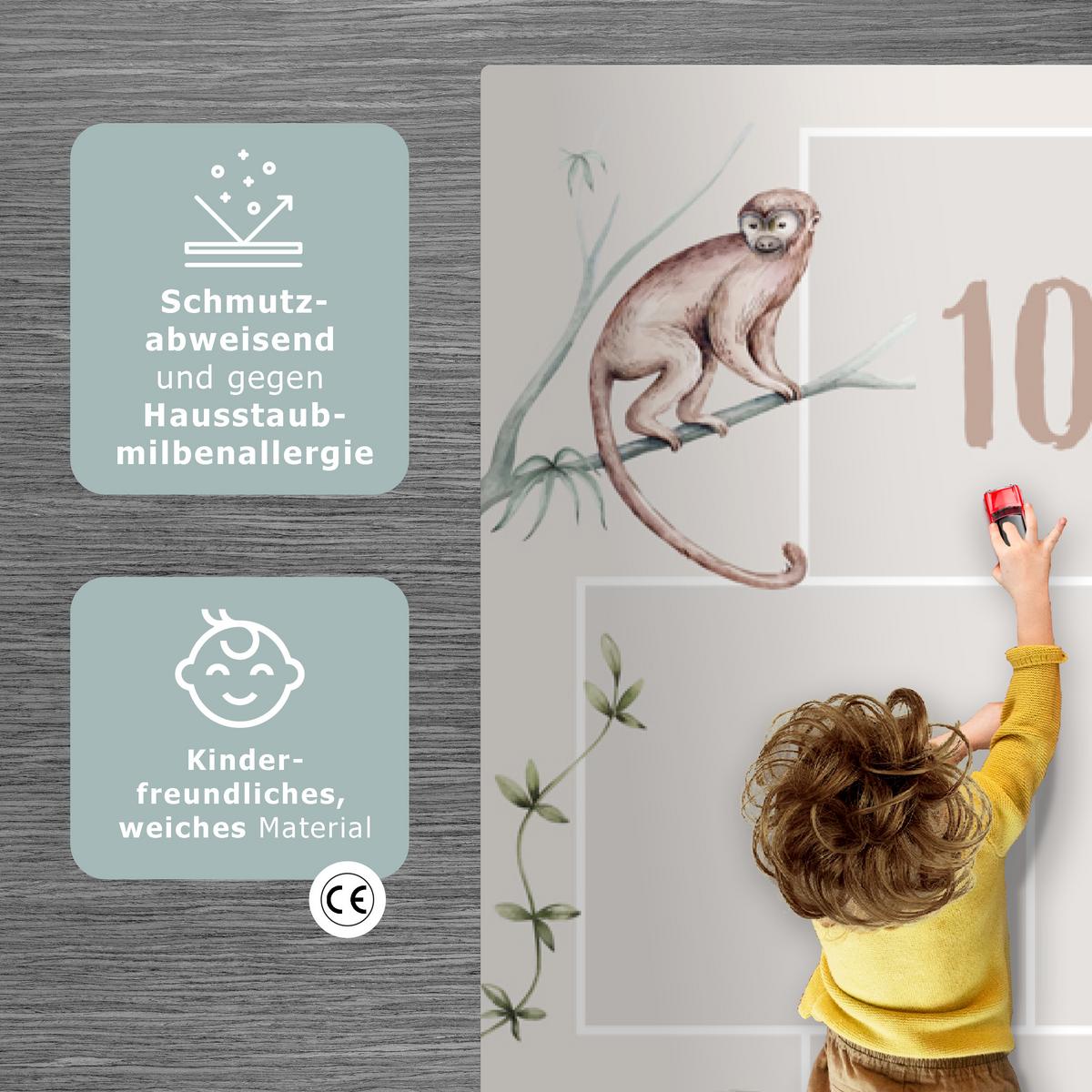 KINDERTEPPICH Hinkelpad - Tiere - Safari - Aquarell - Kinder Kinderzimmer 90x270 cm - Beige, Kunststoff (90/0.3cm) - OnlyWow