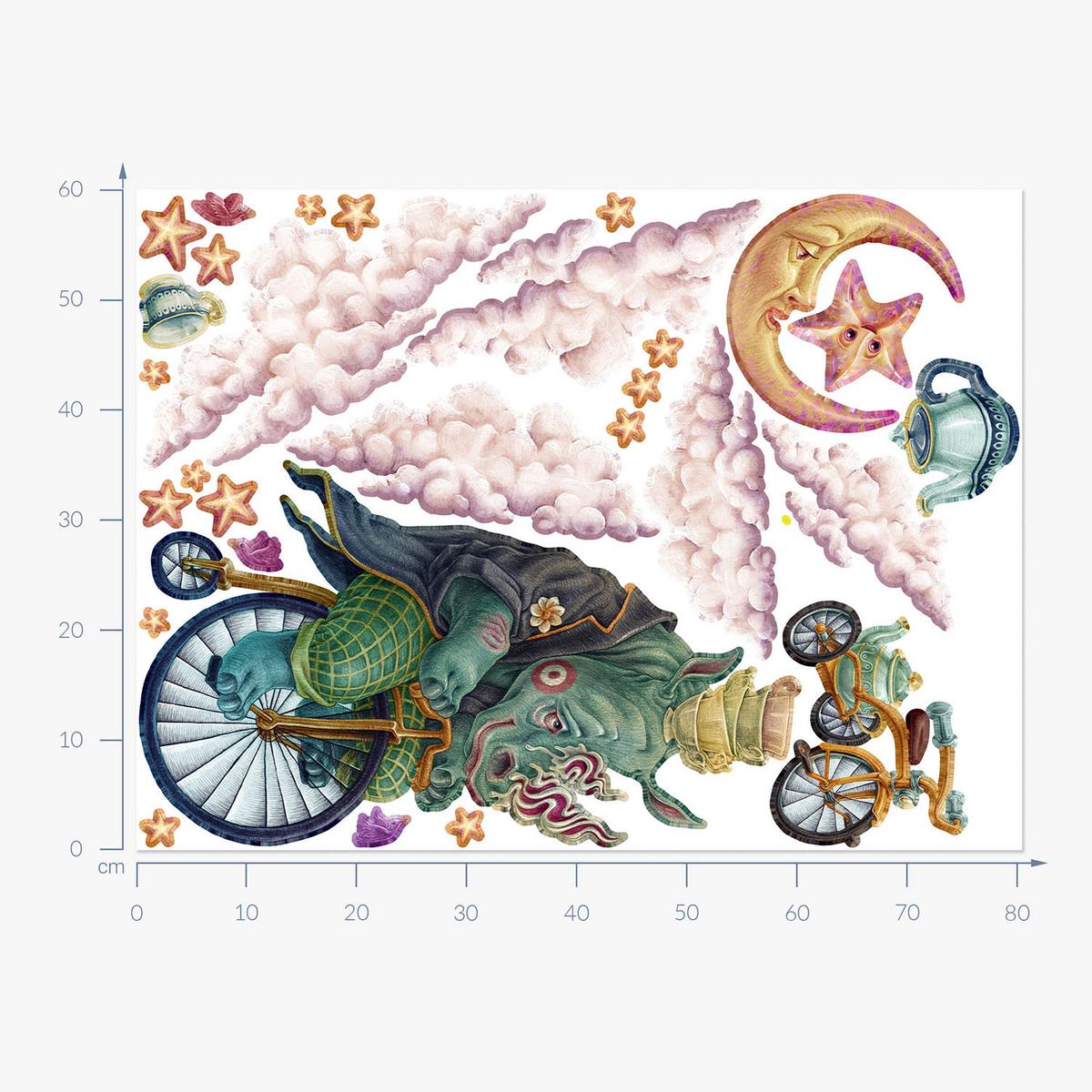 WANDAUFKLEBER 60x80cm - Märchentiere - Multicolor, Kunststoff (60/80/0.1cm) - Wallfluent