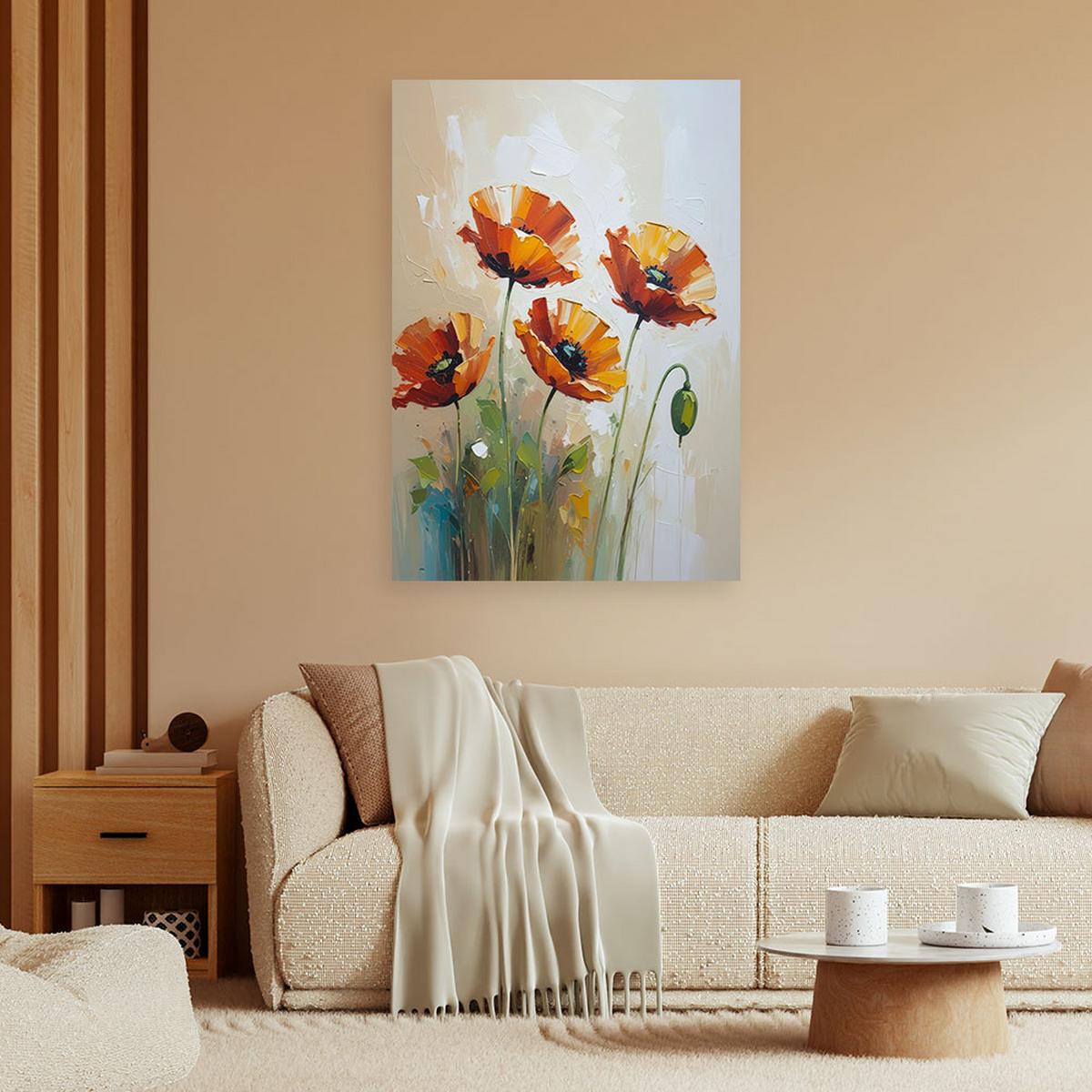 LEINWANDBILD Blumen 40x60cm - Rot, Textil (40/60cm) - Feeby