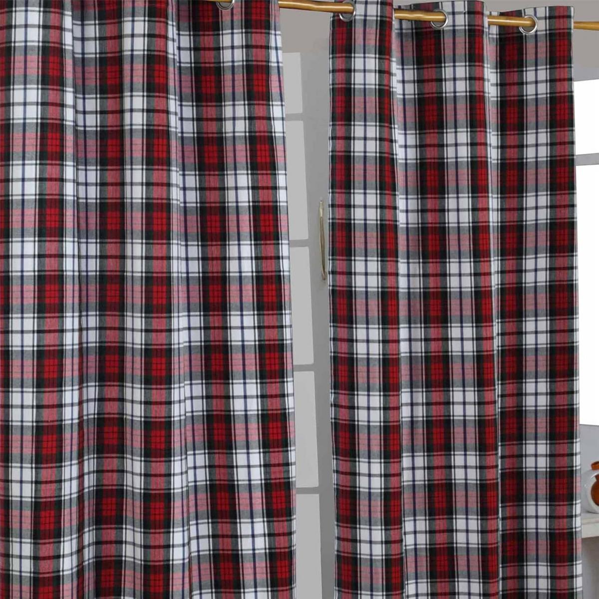 ÖSENVORHANG Schottenkaro Macduff blickdicht 2er-Set, 137/182 cm - Blau/Rot, Textil (137/182cm) - Homescapes