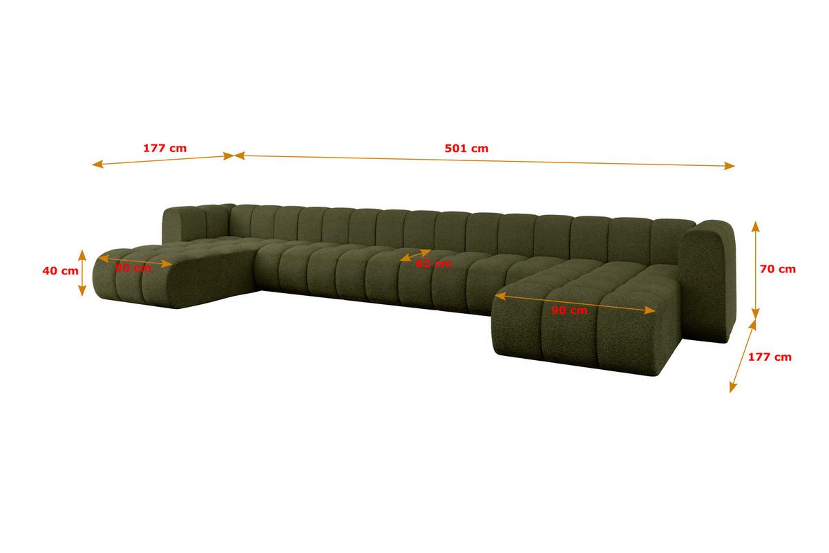 WOHNLANDSCHAFT modulares Sofa Joren-U3 - 501x177x70 cm Grün - Grün, Holzwerkstoff/Textil (501/70/177cm) - ALTDECOR
