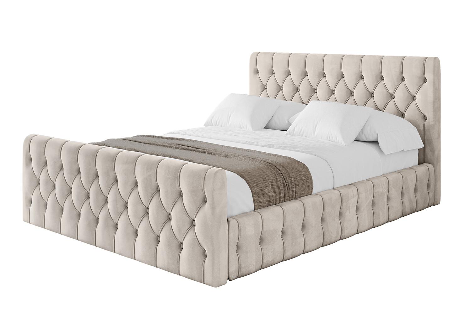 POLSTERBETT mit Bettkasten, Fußteil und Lattenrost, Boxbett mit Matratze H3/H4 - LARO-Z 180x200 Beige - Beige, Holzwerkstoff/Textil (180/200cm) - ALTDECOR