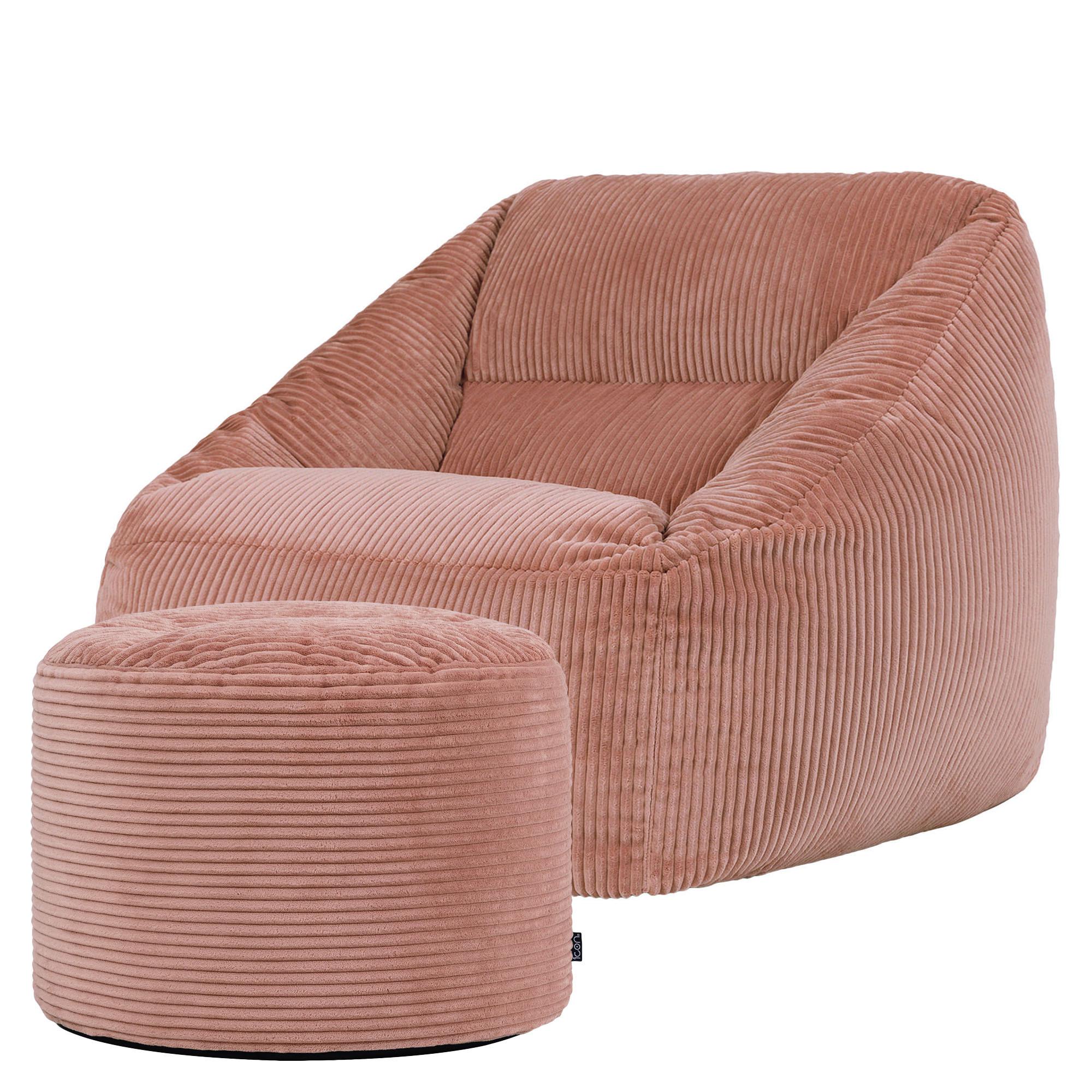 SITZSACK Sessel Natalia mit Sitzpouf - Pink, Textil (97/73/84cm) - icon
