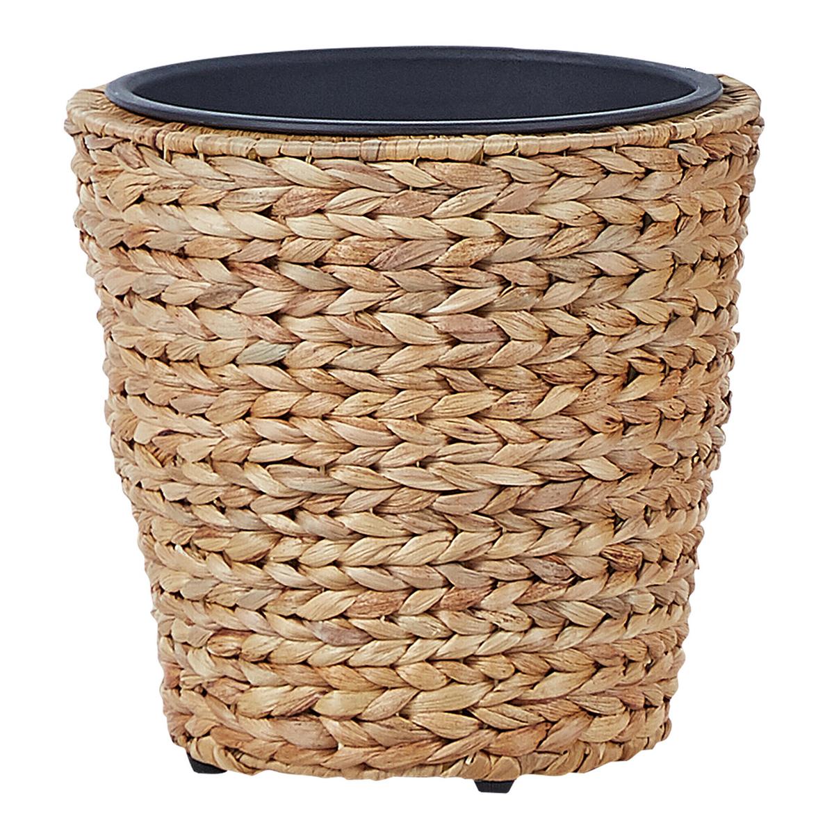 BLUMENTOPF 3er-Set Wasserhyazinthe natürlich rund 49-35/37-26/29-21 cm Plaka - Beige/Schwarz, Naturmaterialien (47cm) - Beliani