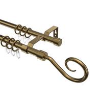 GARDINENSTANGE Olymp Allegra 100 cm, 2-läufig, 16 mm Ø Messing Antik - Messingfarben/Bronzefarben, Metall (100cm) - INTERDECO