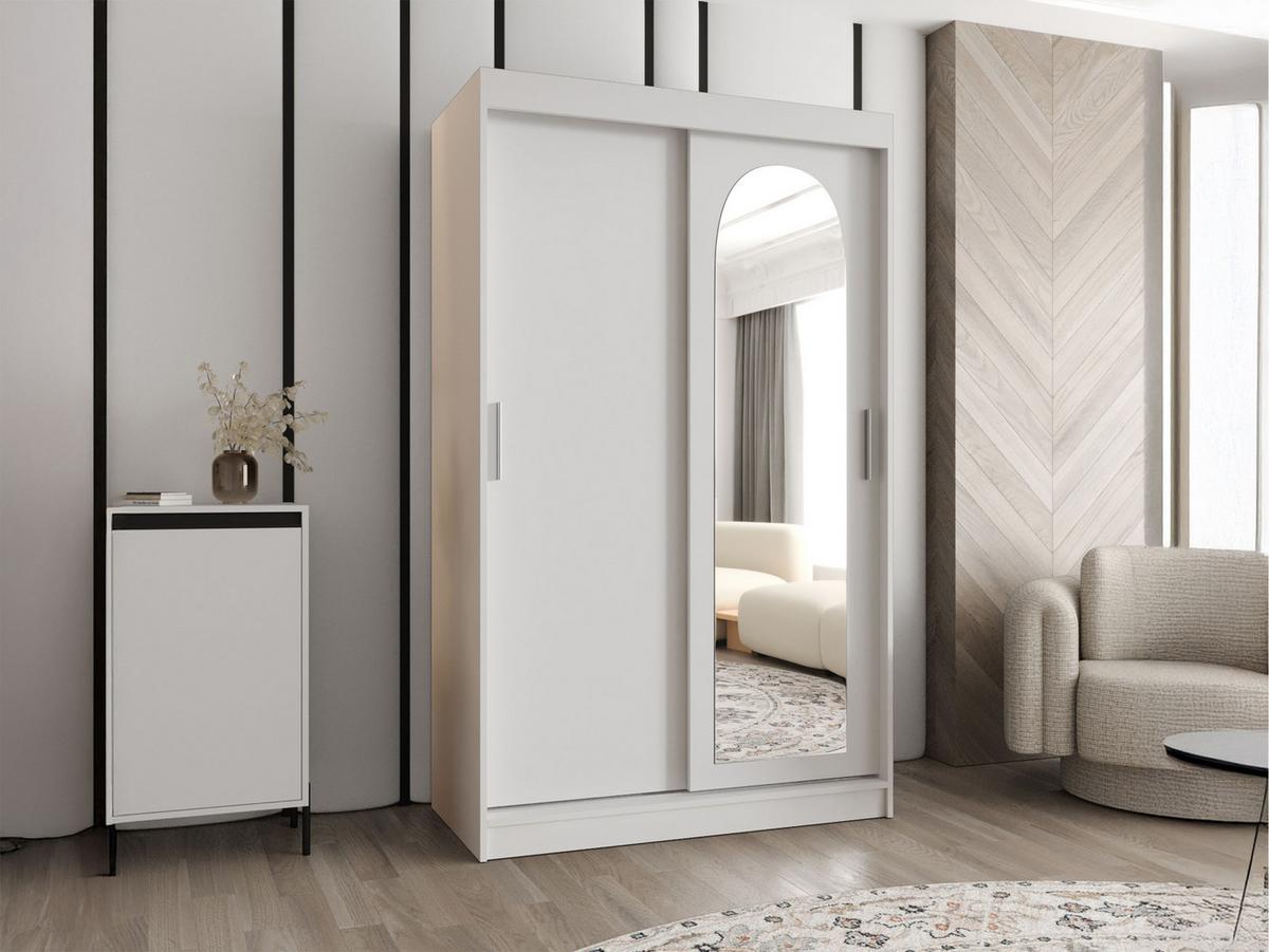 SCHWEBETÜRENSCHRANK Selfie 120 cm - Silberfarben/Weiß, Holzwerkstoff/Kunststoff (120/200/62cm) - MIRJAN24