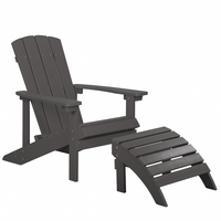 GARTENSTUHL mit Fußhocker Kunstholz dunkelgrau Adirondack - Dunkelgrau, Kunststoff (75/88/88cm) - Beliani