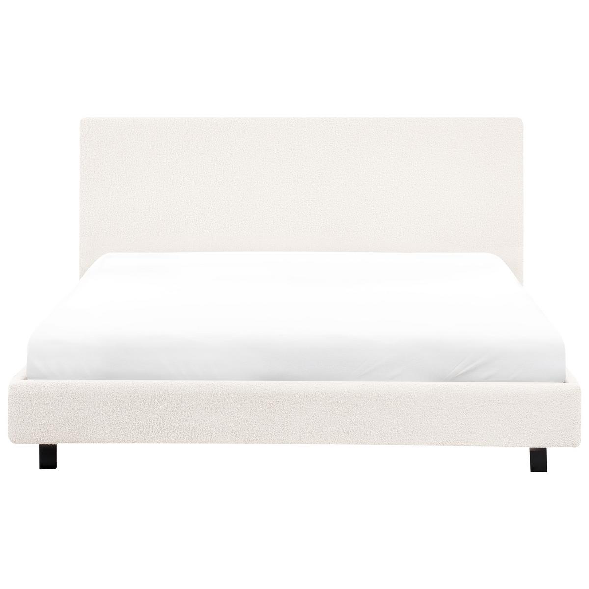 BETT mit Lattenrost 160/200 cm Cremeweiß Albi - Schwarz/Weiß, Textil (160/200cm) - Beliani