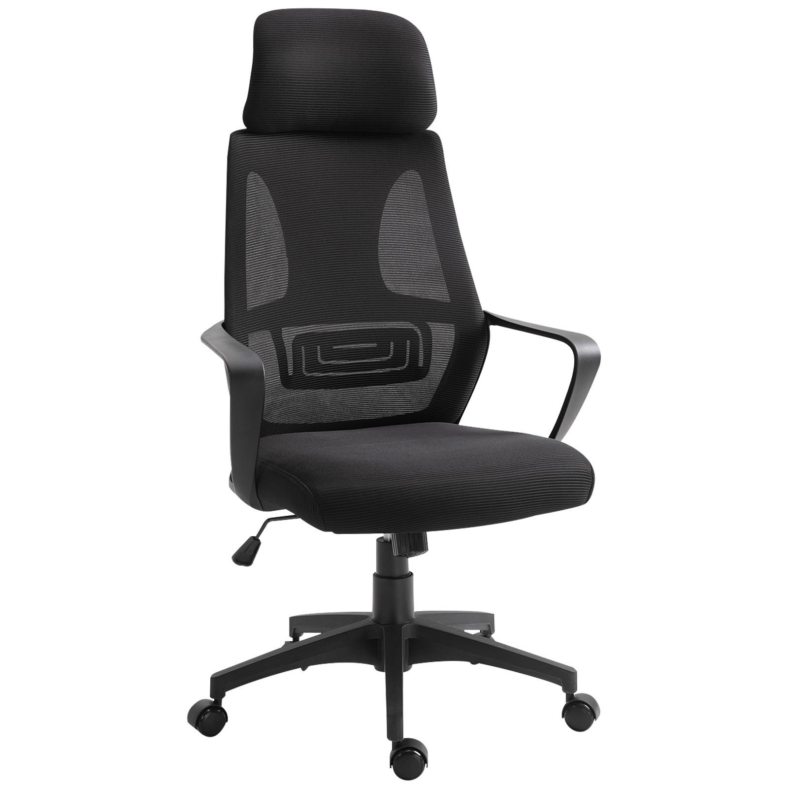 BÜROSTUHL Polyester Schaumstoff Schwarz - Schwarz, Kunststoff (55/126/64cm) - Vinsetto