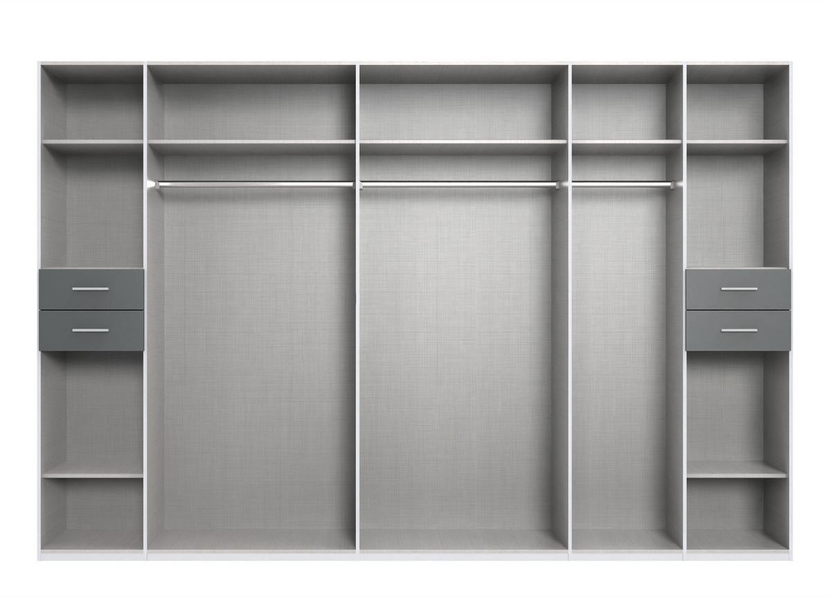 DREHTÜRENSCHRANK B313/H210/T58 cm in Grafit, Kleiderschrank mit Passepartout & 3 Spiegeltüren & Schubkästen, Griffe alufarbig / 22583 - Silberfarben/Graphitfarben, Holzwerkstoff/Kunststoff (313/210/58cm) - luma-home
