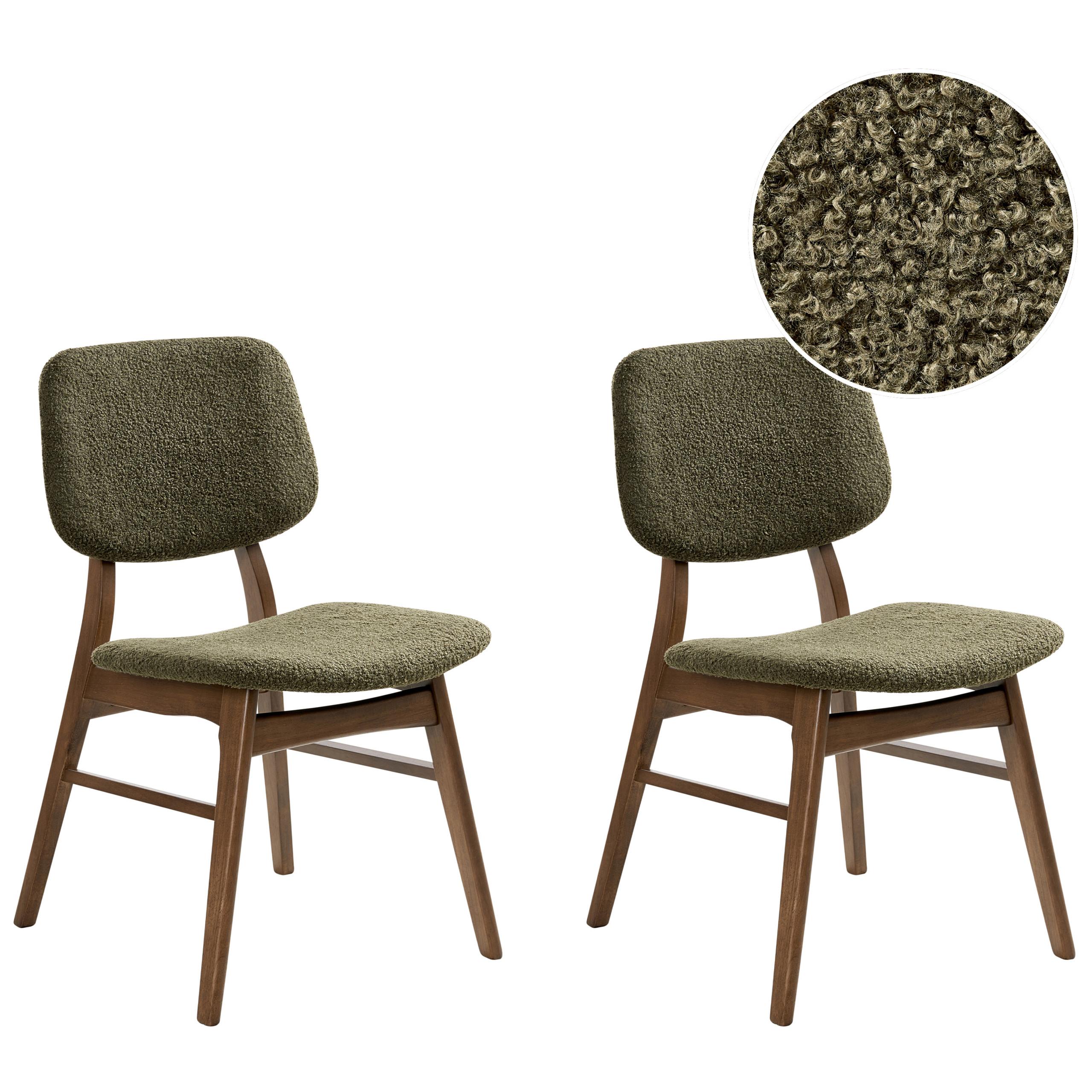 ESSZIMMERSTUHL 2er-Set Grün Elaine - Dunkelbraun/Grün, Textil (48/81/54cm) - Beliani