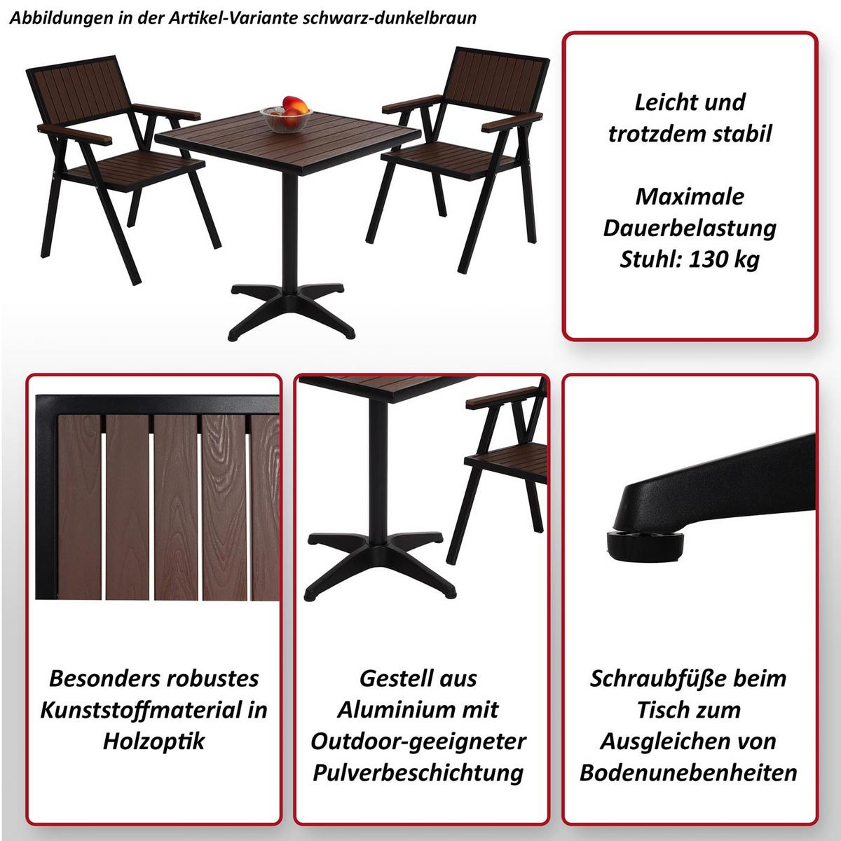 GARTENSTUHL+GARTENTISCH Schwarz, Grau - Schwarz/Grau, Kunststoff - MCW