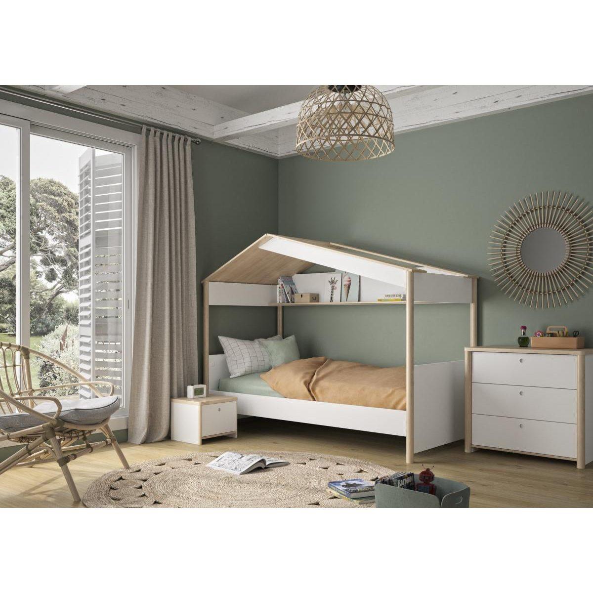 HAUSBETT 90x200 cm – MATIS - Weiß, Holzwerkstoff (90/200cm) - Calicosy