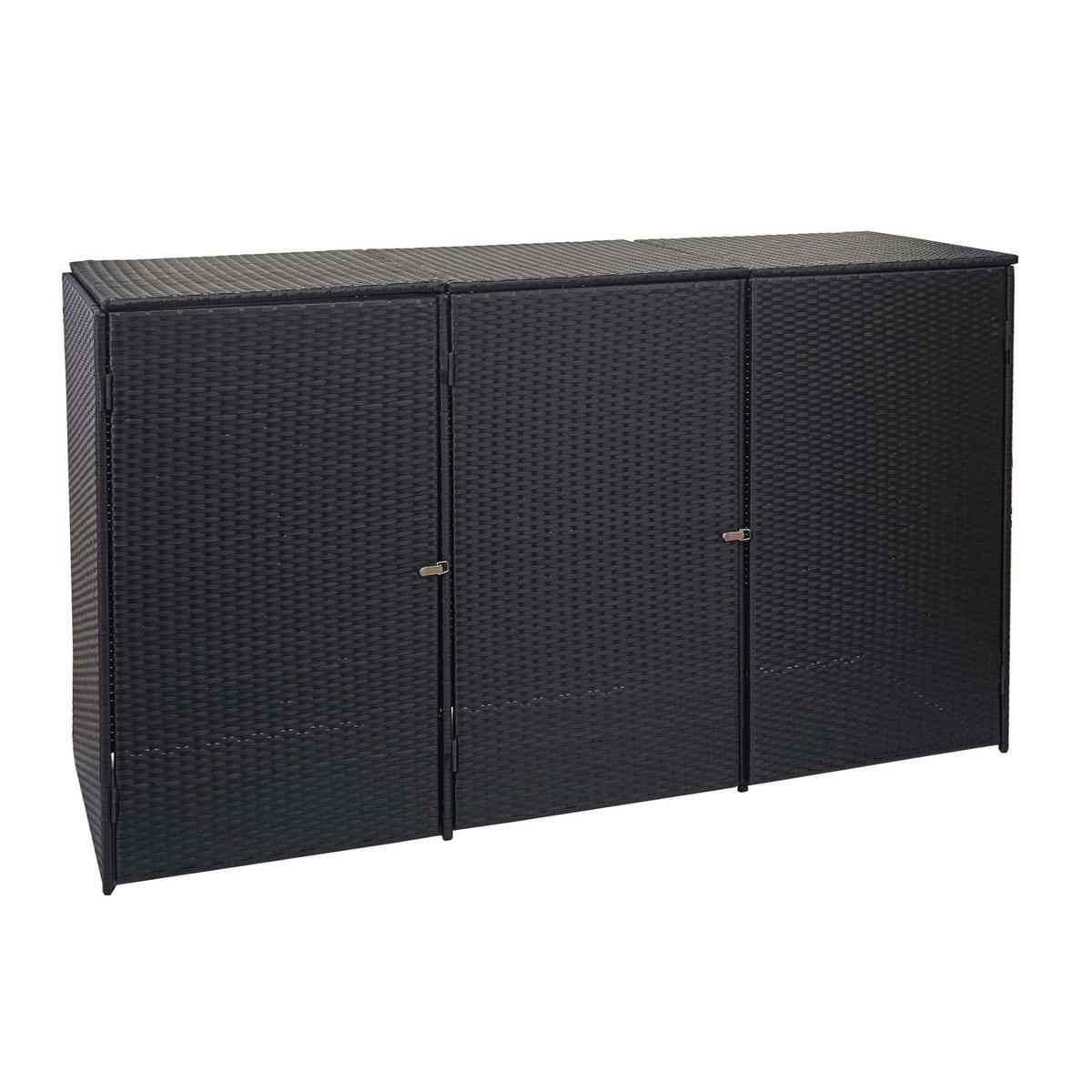 3ER-MÜLLTONNENVERKLEIDUNG Schwarz - Schwarz, Kunststoff (195/110/66cm) - MCW