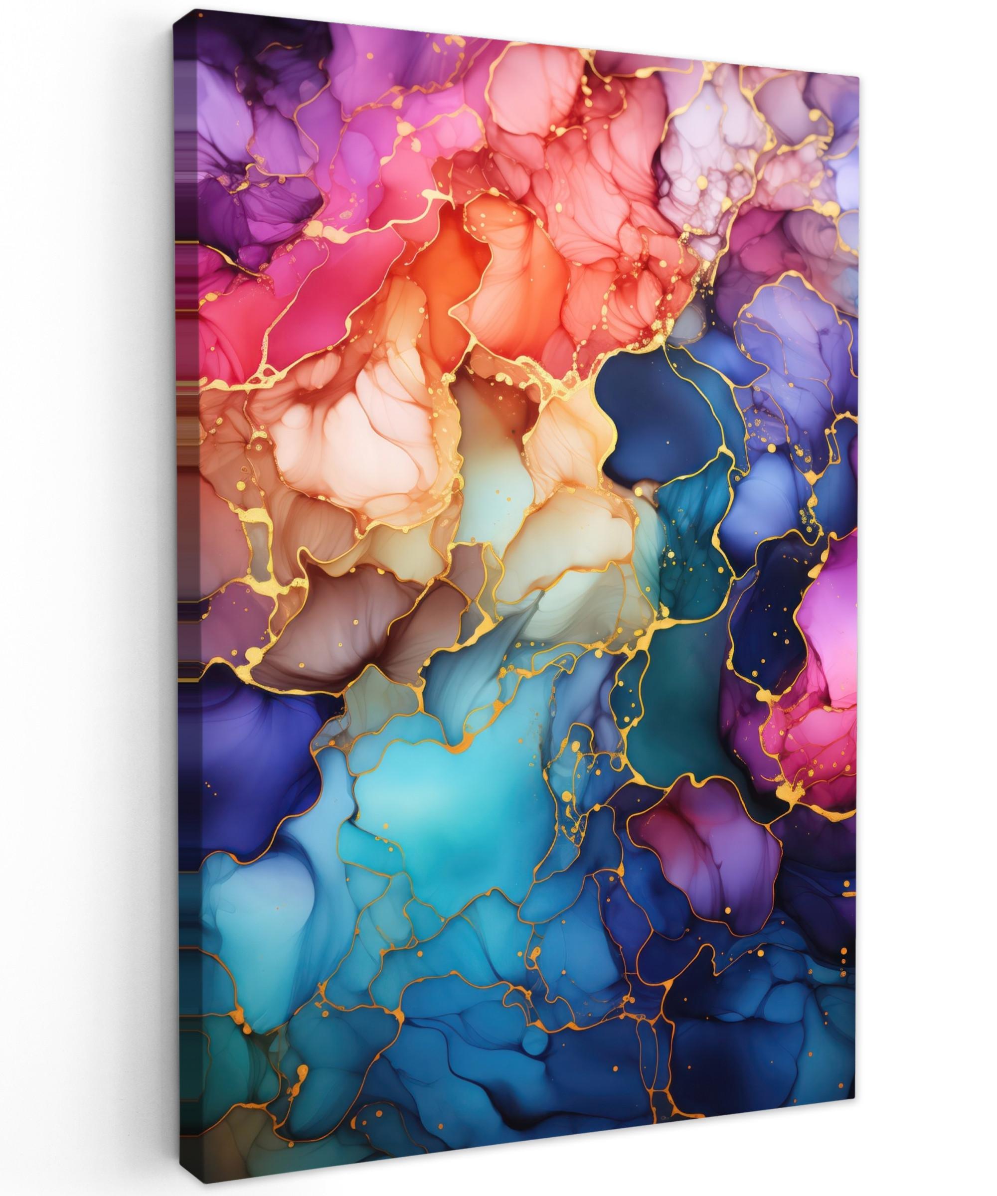 LEINWANDBILD Marmor - Bunt - Abstrakt Wanddeko 40x60 cm - Multicolor, Textil (40/60cm) - MuchoWow