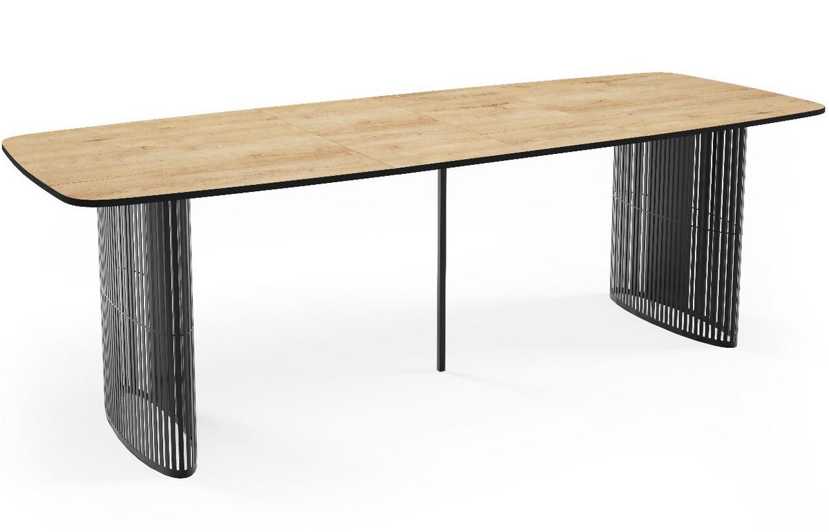 ESSTISCH Cavaro rechteckig oval ausziehbar, Braun 200-276/90/76 cm - Eichefarben/Schwarz, Holzwerkstoff/Metall (90/276/76cm) - WFL GROUP