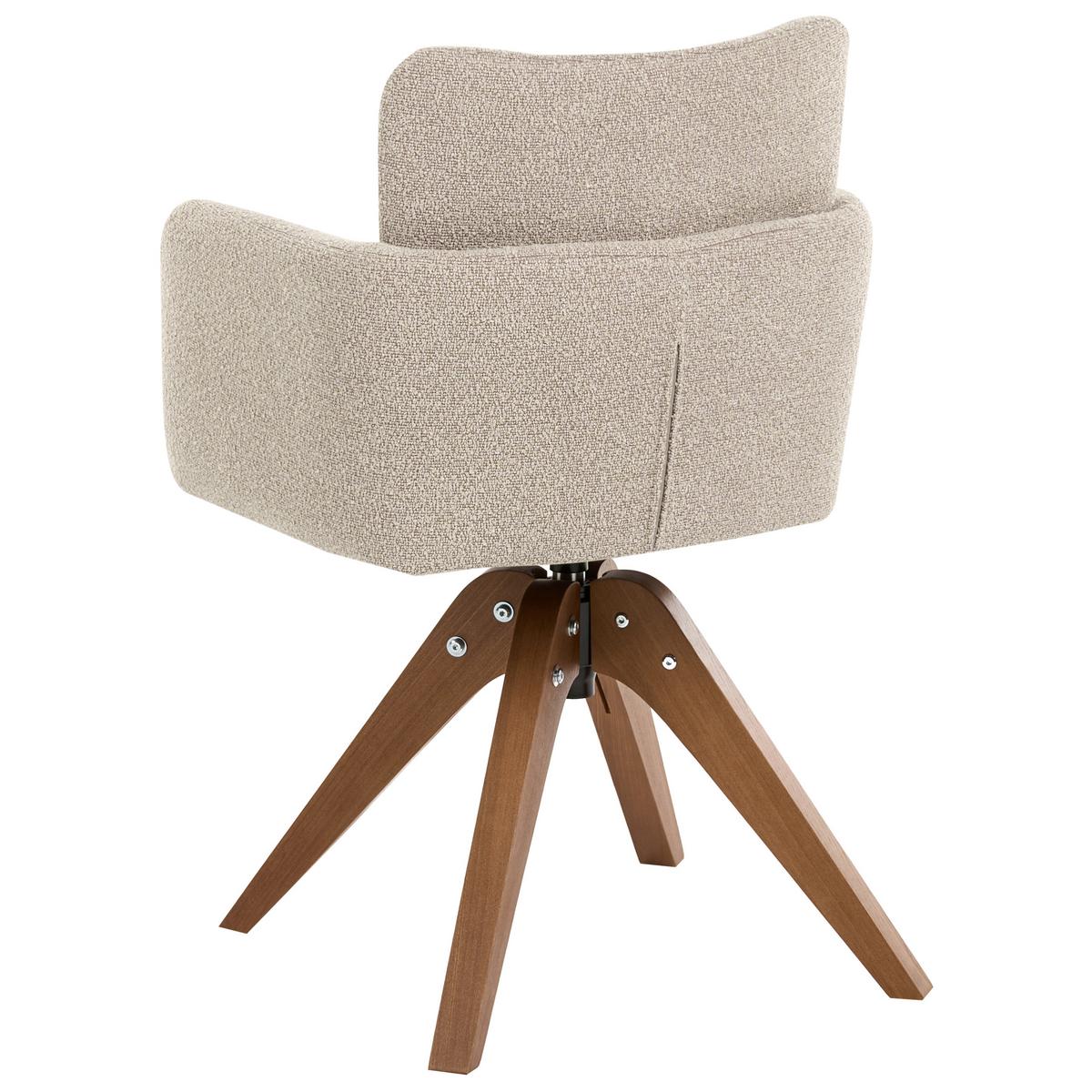 ESSZIMMERSTUHL 2er Set drehbar Bouclé Beige Evelyn - Beige/Braun, Holz/Textil (64/80/64cm) - Beliani