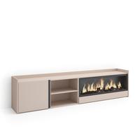 LOWBOARD, Beige, 212/35/50cm, Kamin mit Feuereffekt XXL - Beige, Holzwerkstoff (212/50/35cm) - Skraut Home