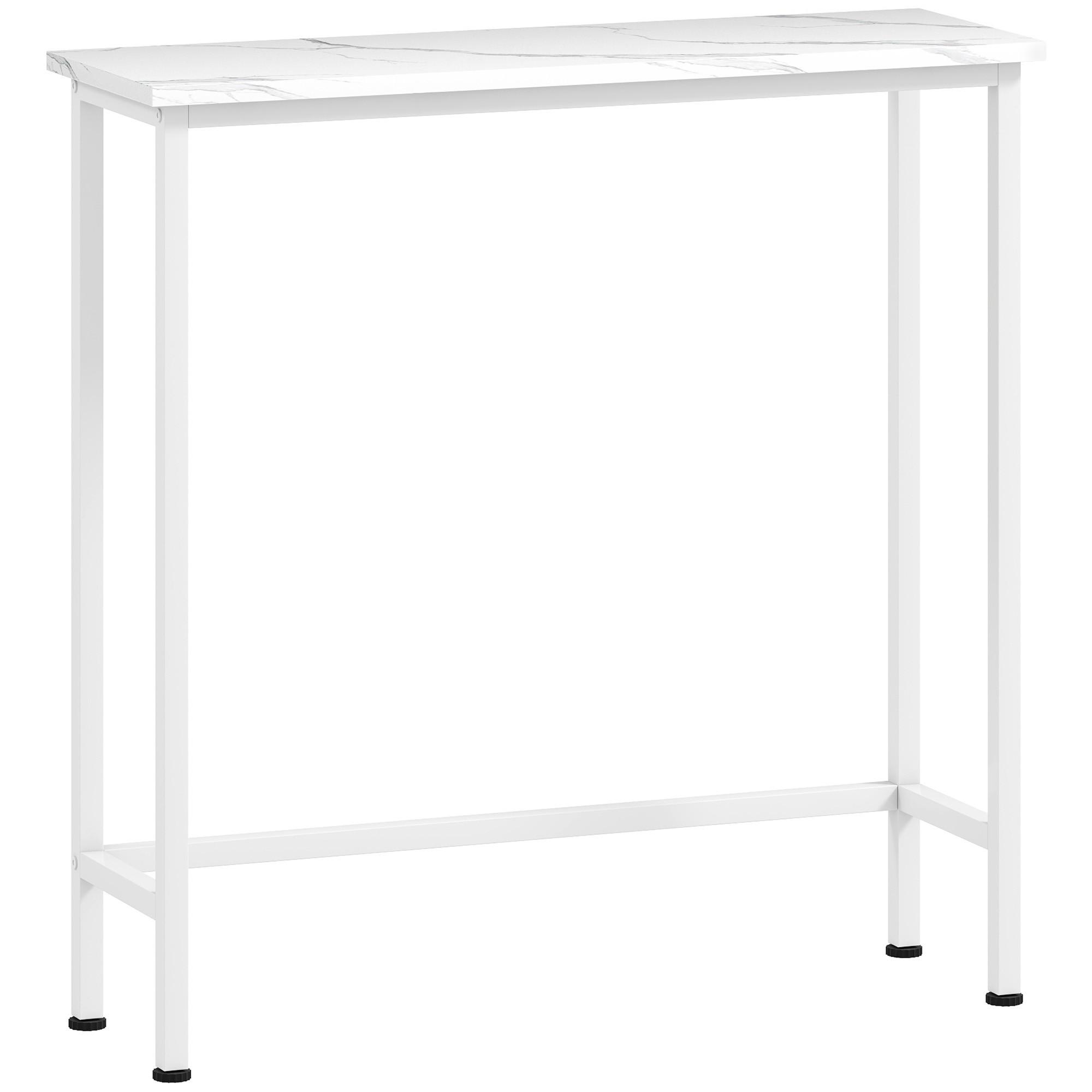 KONSOLENTISCH Flurtisch mit verstellbar Fußpads, Kippschutz 75 x 24 x 76 cm - Weiß, Holzwerkstoff/Metall (75/24/76cm) - HOMCOM