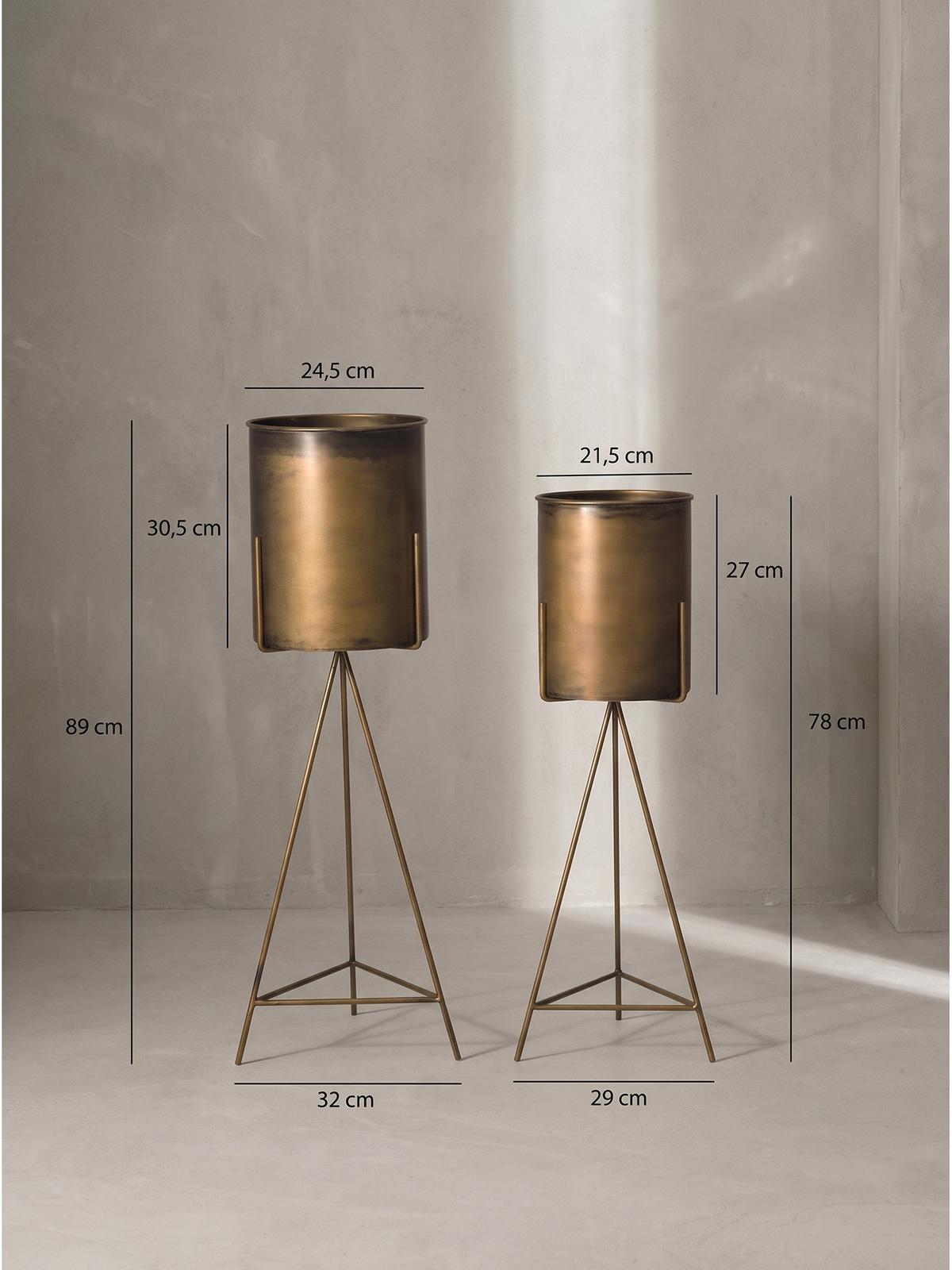 PFLANZENSTÄNDER 2er-Set PONZA, Eisen, Gold, Ø 32 x 89 cm - Goldfarben, Metall (32/89/32cm) - KADIMA DESIGN