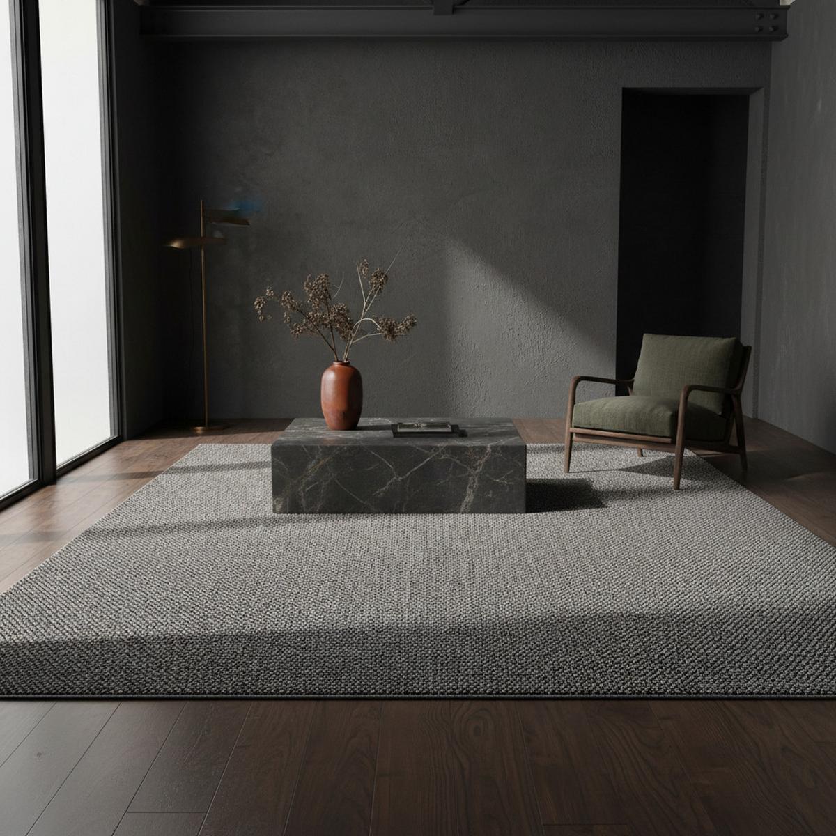TEPPICH Flachgewebe CIMA in Grau, einfarbig, 80 x 150 cm - Grau, Textil (150/80cm) - KADIMA DESIGN