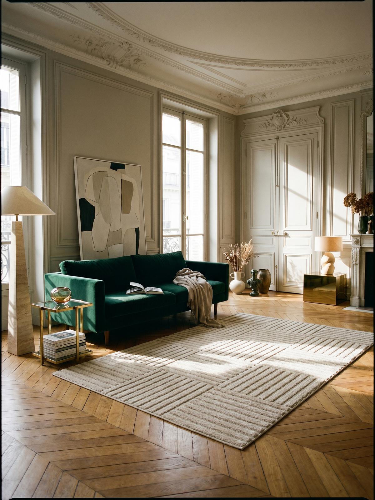 TEPPICH Hochflor RIGI in Creme, mit Cord-Streifen-Patchwork, 80 x 150 cm - Beige, Textil (150/80cm) - KADIMA DESIGN