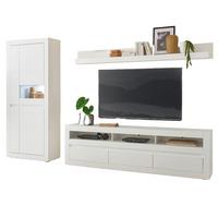 WOHNWAND weiß matt, Evoke Eiche, Wohnkombination 3-teilig, Soft-Close-Funktion - Eichefarben/Silberfarben, Holz/Holzwerkstoff (312/198/42cm) - Furn.Design