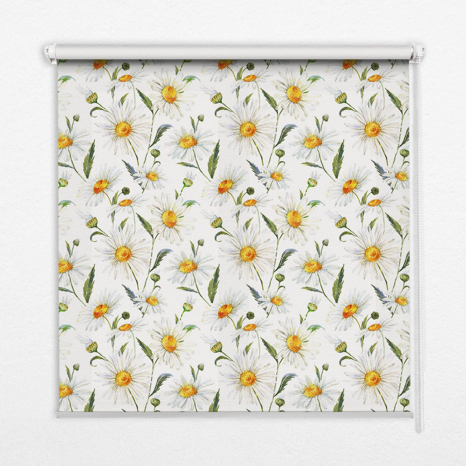 INNENROLLO - Fensterrollo - Rollo - 140x140 cm - Gänseblümchen - Weiß, Kunststoff (140/140/0.5cm) - TULUP