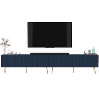 TV-LOWBOARD 2-er Set Elpis Marineblau mit goldenen Metallbeinen 150 cm - Blau/Goldfarben, Holzwerkstoff (300/60.5/36.5cm) - Meble Lindner