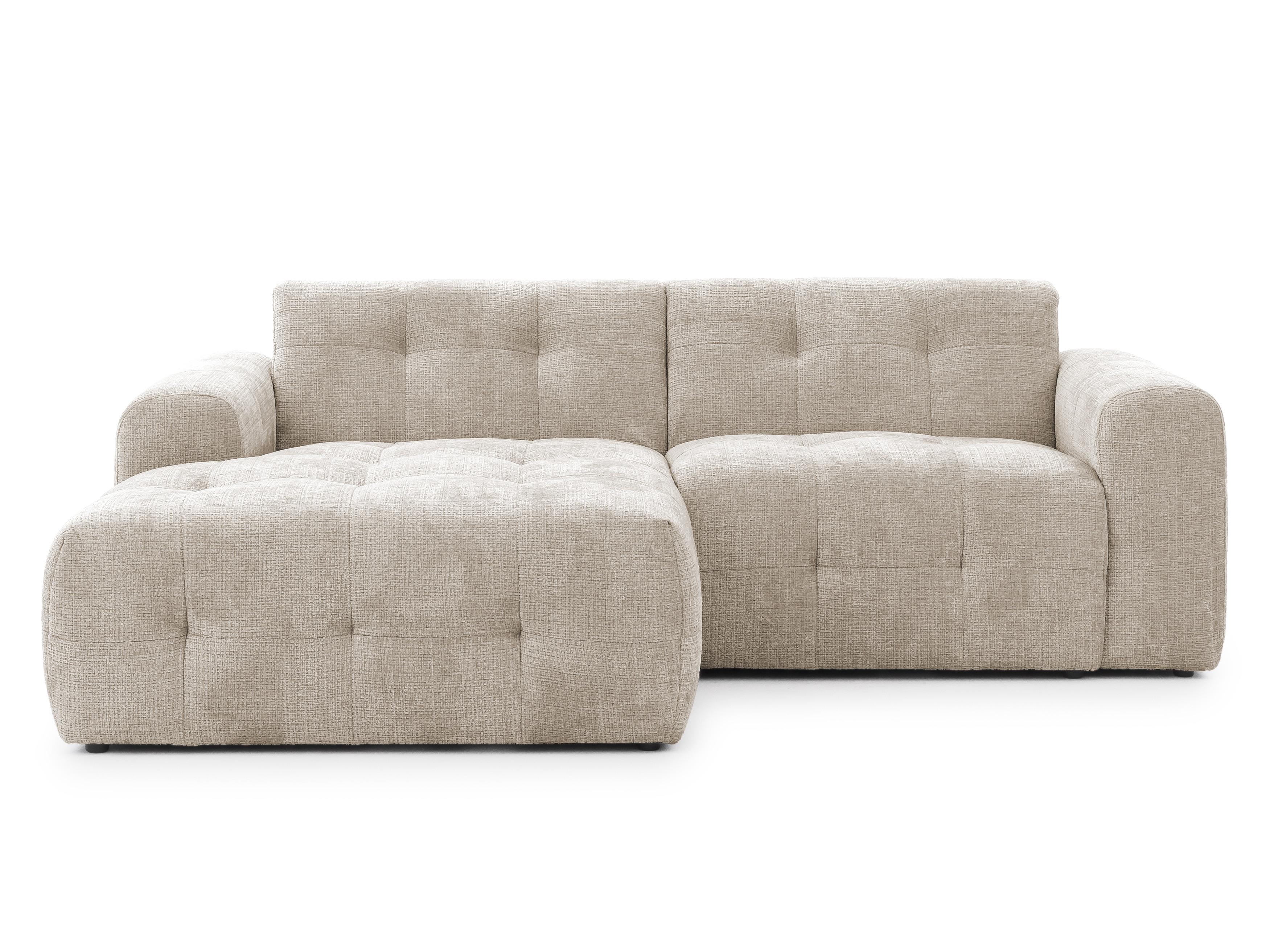 ECKSOFA mit Ottomane links, raffinierten Steppungen, Wellenunterfederung, B234/T161/H79 cm, Chenille-Bezug in Sandgrau / 21038 - Sandfarben/Greige, Kunststoff/Textil (234/79/161cm) - luma-home