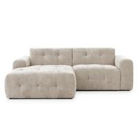 ECKSOFA mit Ottomane links, raffinierten Steppungen, Wellenunterfederung, B234/T161/H79 cm, Chenille-Bezug in Sandgrau / 21038 - Sandfarben/Greige, Kunststoff/Textil (234/79/161cm) - luma-home