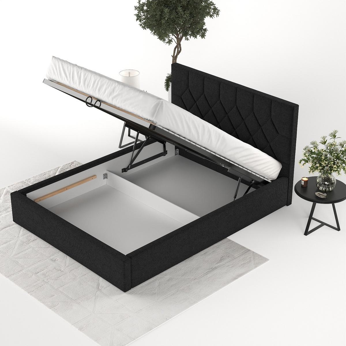 POLSTERBETT Brisa 140/200 cm Schwarz im Inari Stoff - Schwarz/Naturfarben, Holz/Holzwerkstoff (140/200cm) - AltaBeds