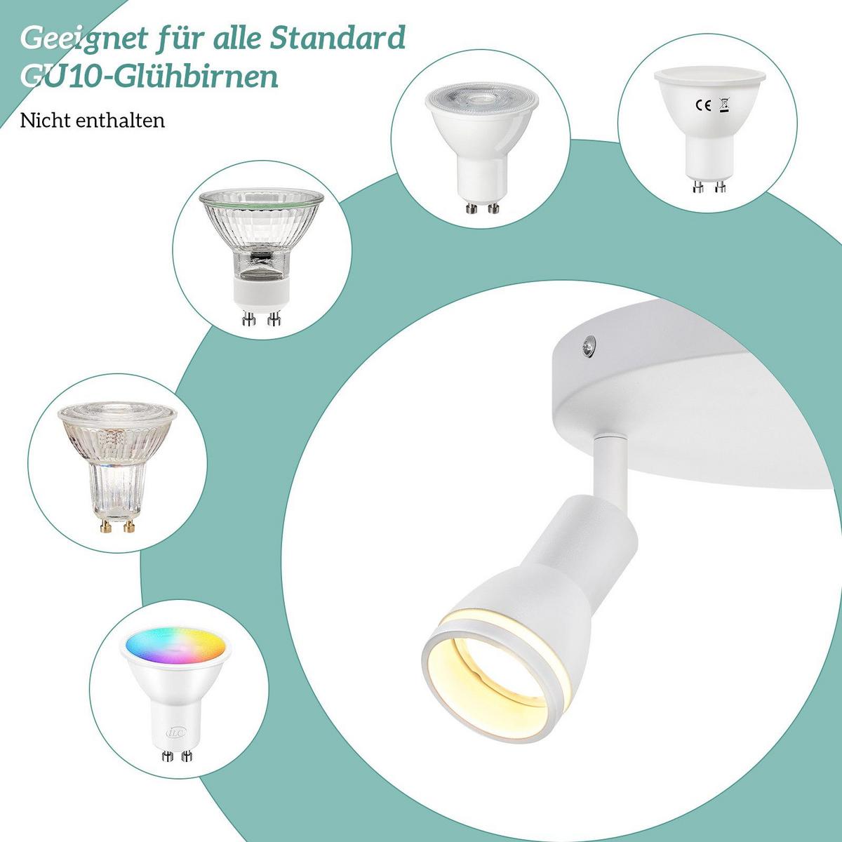 DECKENSTRAHLER Hertz 2-flammig 20/20/16 cm - Weiß, Metall (20/20/16cm) - Nettlife