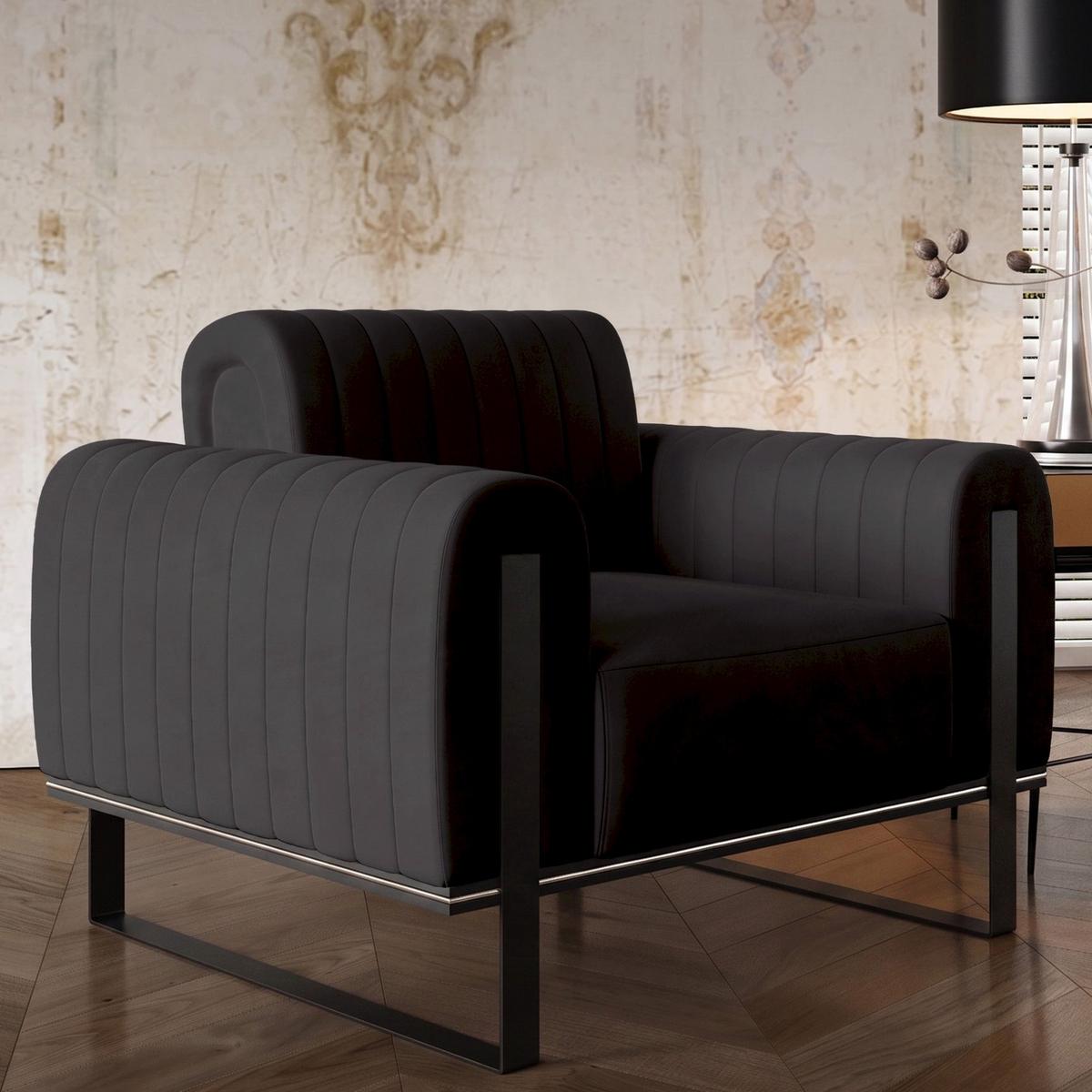 SESSEL Parissa 106 cm - Schwarz, Holz/Metall (106/79/92cm) - Selsey