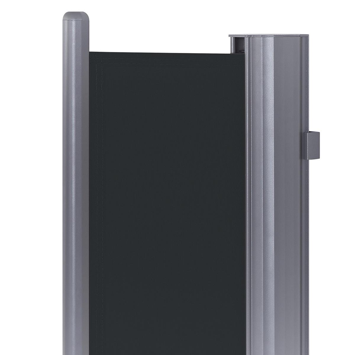 SEITENMARKISE graphitgrau ausziehbar 160/300 cm Dorio - Silberfarben/Graphitfarben, Kunststoff (305/160/9cm) - Beliani