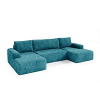 PANORAMASOFA Romeo 5 Sitzplätze Blau - Blau, Holz (345/92/163cm) - Petits-meubles