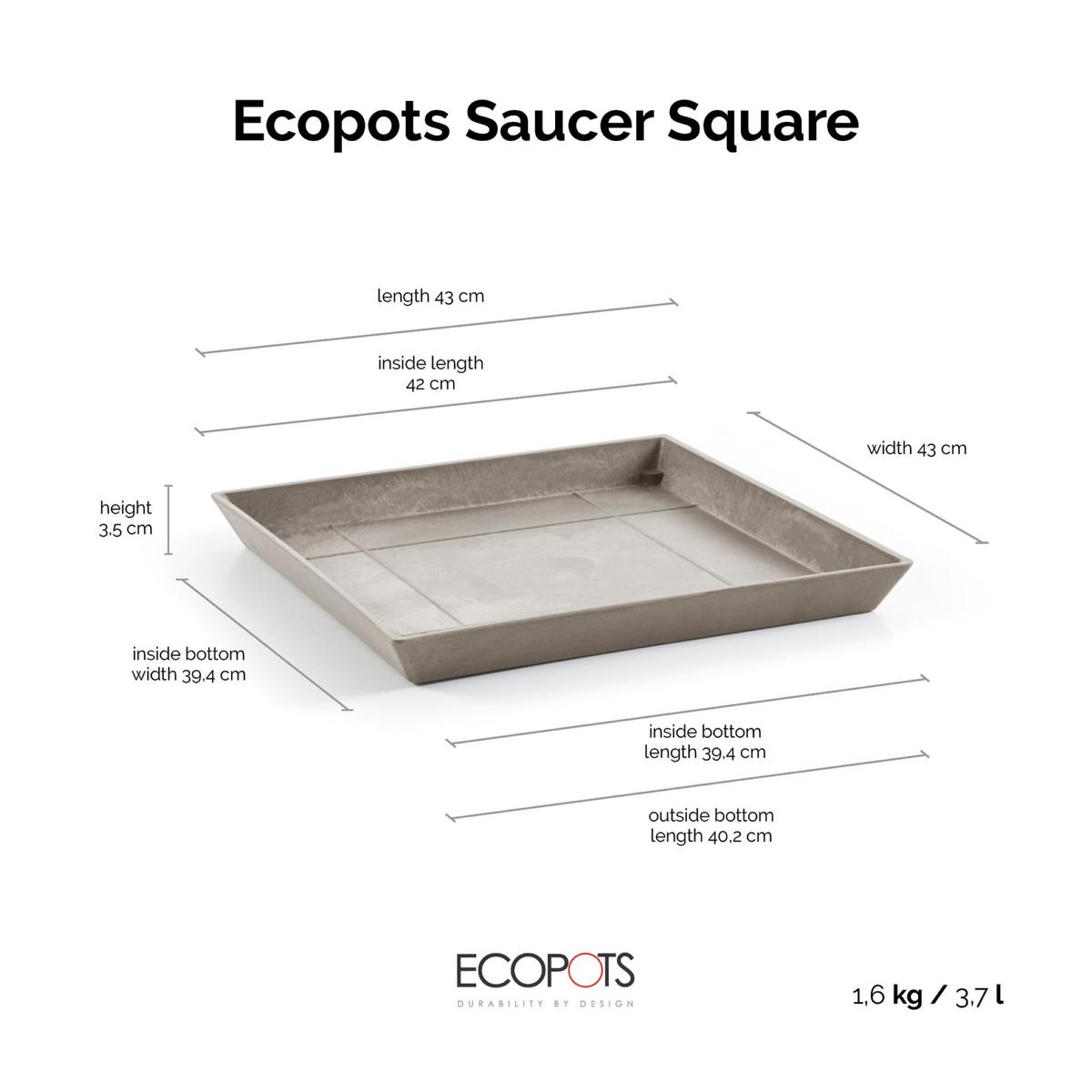 BLUMENTOPFUNTERSETZER Square 43/43/3,5 cm Taupe - Taupe, Kunststoff (43/3.5cm) - Ecopots