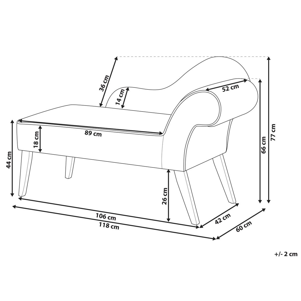 CHAISELONGUE Samtstoff dunkelgrün Blättermuster rechtsseitig Biarritz - Grün, Textil (116/77/56cm) - Beliani