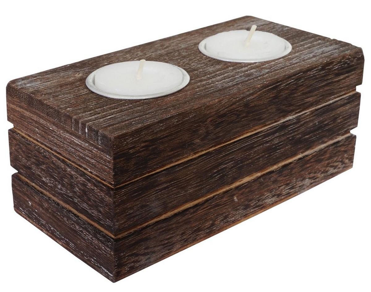 SET TEELICHTHALTER Braun 3er-Set-Set - Braun, Holz (7cm) - MCW