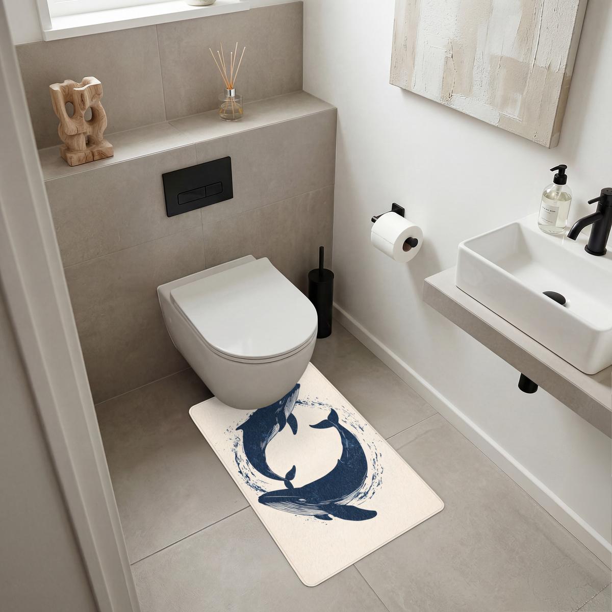 WC-VORLEGER Wale - Spritzer - Kreis - Dunkelblau WC Teppich 50x80 cm - Dunkelblau, Textil (50/1cm) - OnlyWow