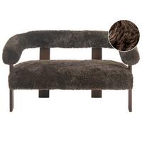 2-SITZER-SOFA Webpelz Dunkelbraun Ilbro - Dunkelbraun, Textil (138/76/68cm) - Beliani