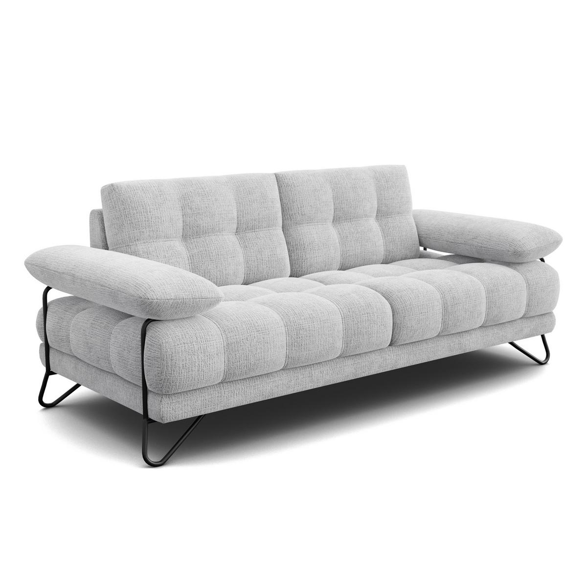 SOFA BUBBARA 2,5-Sitzer, hellgrau - Hellgrau/Schwarz, Holz/Textil (215/87/96cm) - Wozimo