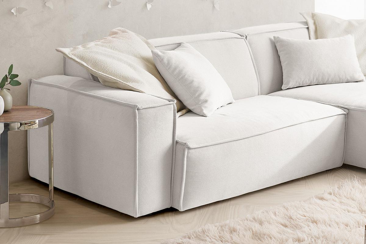 ECKSOFA SAMU Weiß Cord - Schwarz/Weiß, Textil (276/168cm) - KAWOLA