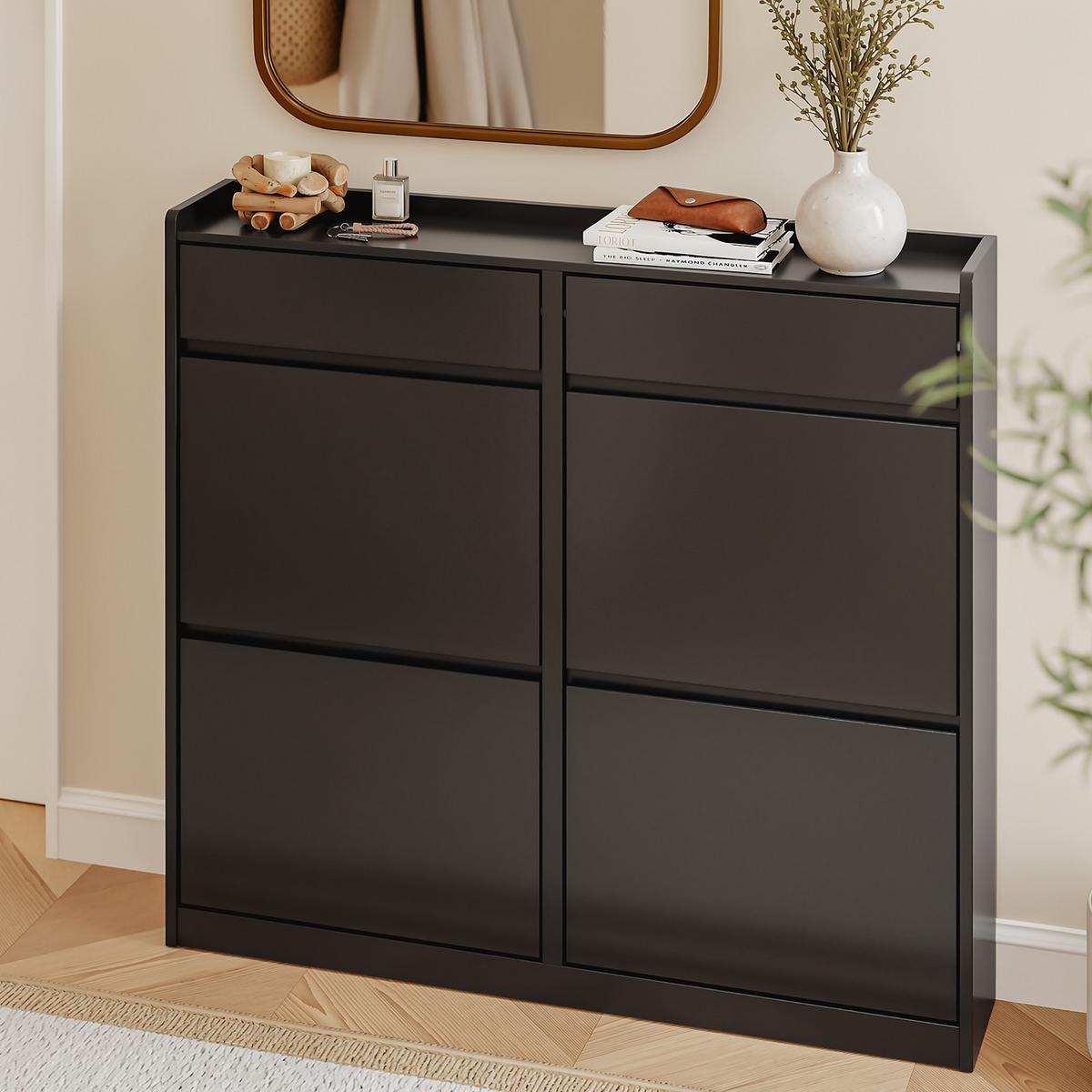 SCHUHSCHRANK mit klappbaren Fächern und Schubladen FSR169 - Ahornfarben, Fell (98/95/19cm) - SoBuy